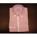 Camisa de hombre manga larga en algodón semi ajustada - color Lila con blanco - ESS